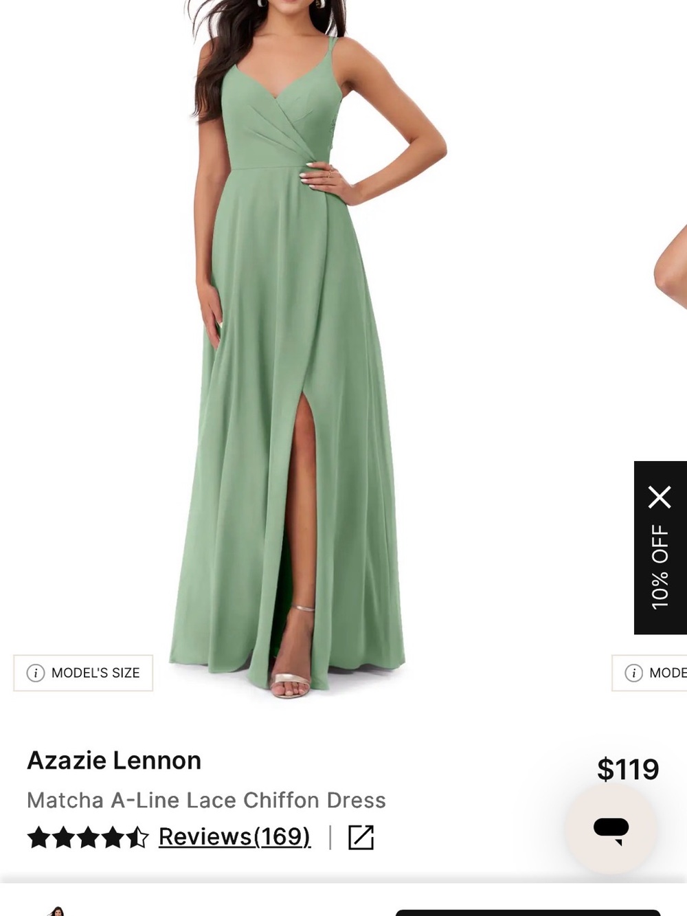 Azazie Matcha Green A-Line Chiffon Maxi Dress